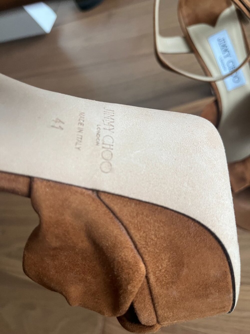 Jimmy Choo Heloise 120 Knotted Suede Platform Sandals - Picture 6 of 10